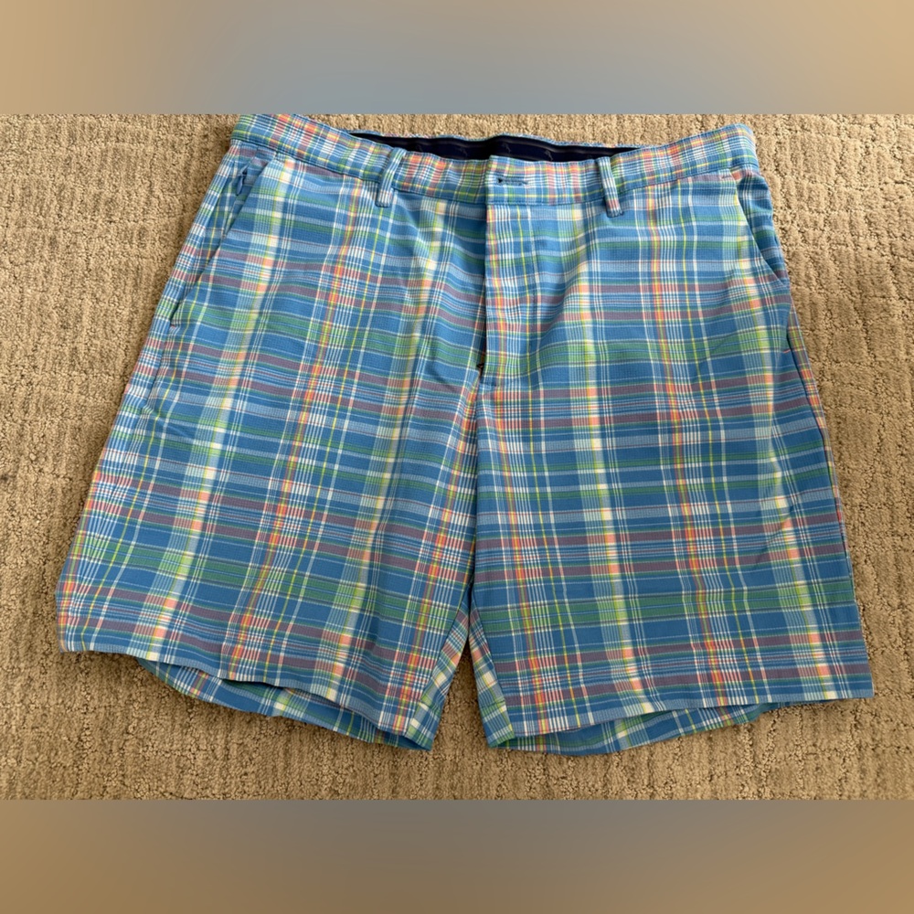 Tommy Bahama Blue and Green Plaid Men's Shorts